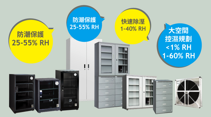 收藏家各種防潮箱、乾燥櫃，滿足居家企產業各種物品保存、物料管理乾燥保管需求