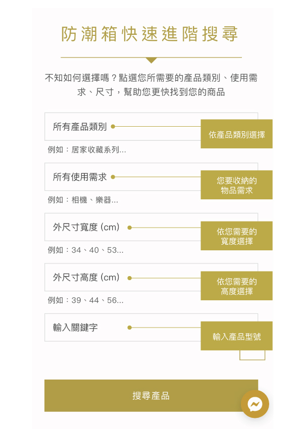 快速進階搜尋說明,自動推薦的防潮箱